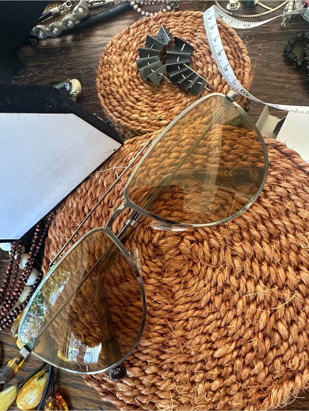 Givenchy Aviator Sunglasses with Amber Lenses and metal frame.